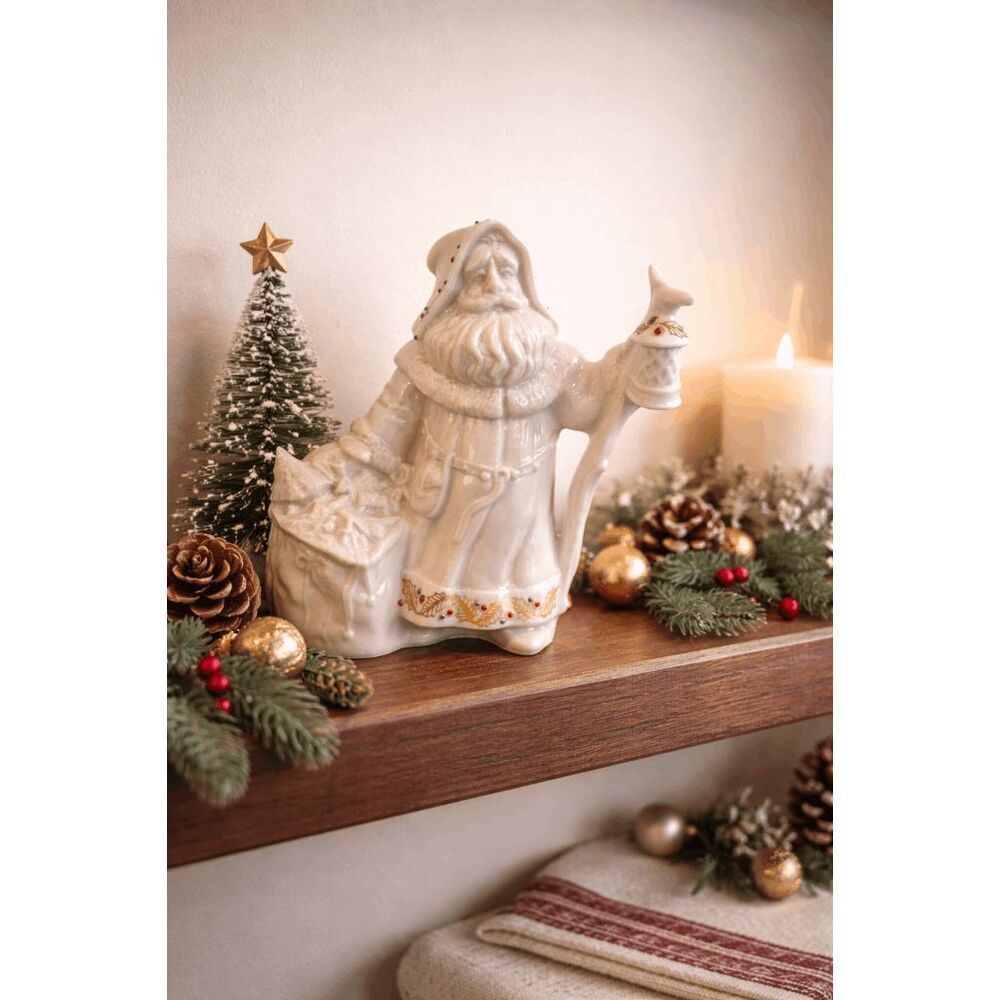 Lenox Ivory Santa Teapot Figurine Christmas Holiday Decor Gold Trim Porcelain Vi